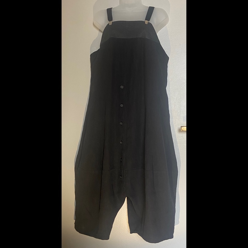 LURDES BERGADA LINEN OVERALL SZ Large low rise drop seated 100% gray
